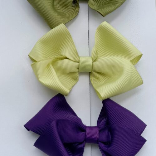 Tripple decker: Army Green,Light Green and Dark Purple Hair Bows Mini