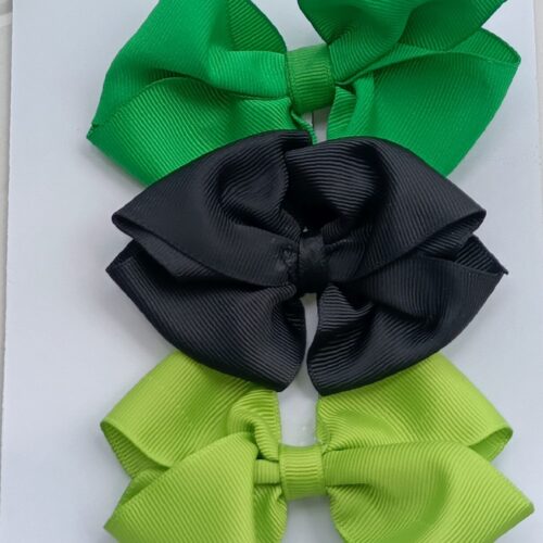Tripple decker: Bright Green,Black and Lemon Green Hair Bows Mini