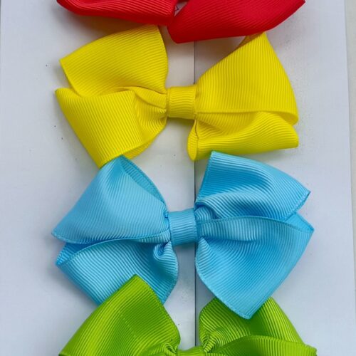 Quad Set: Red,Yellow,Blue,Lemon Green Hair Bows Mini