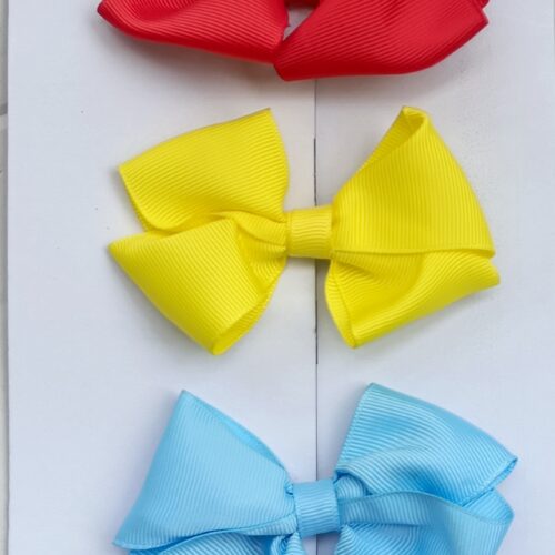 Tripple decker: Orange,Yellow and Light Blue Hair Bows Mini