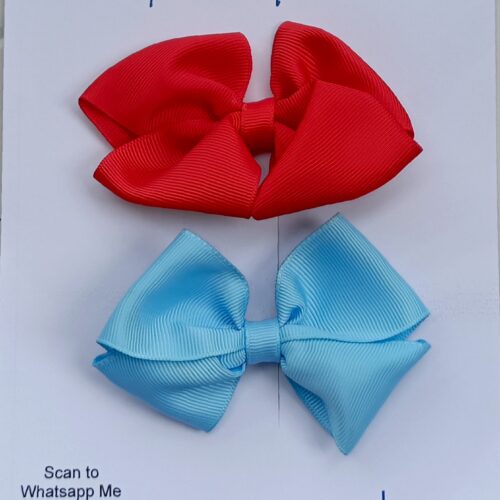 Double Delight: Red and Light Blue Hair Bows Mini