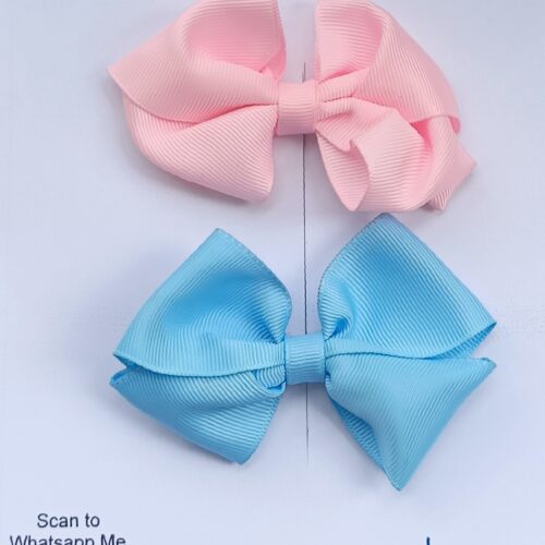 Double Delight: Light Pink and Light Blue Hair Bows Mini