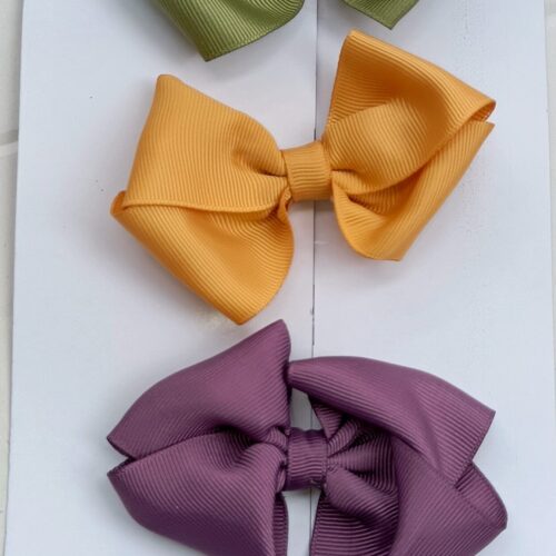 Tripple decker: Army Green, Light Orange and Onion Purple Hair Bows Mini
