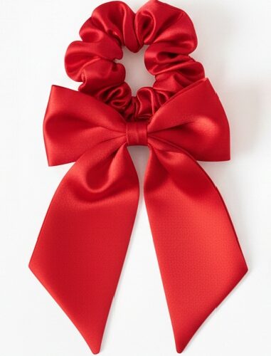 Red Scrunchie Hair Bow