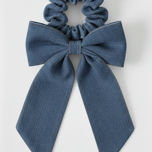 Denim Scrunchie Hair Bow